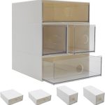 Desk Drawers Changeable Combination Plastic 4 Drawers Cube Storage Organizer for Office Supplies, Pens and Pencil, Comestic Stuff